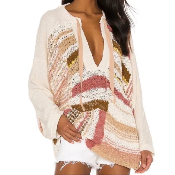 Free People Bayside Knit Tunic Pullover in the Romance Combo​​​ size large - Picture 2 of 15